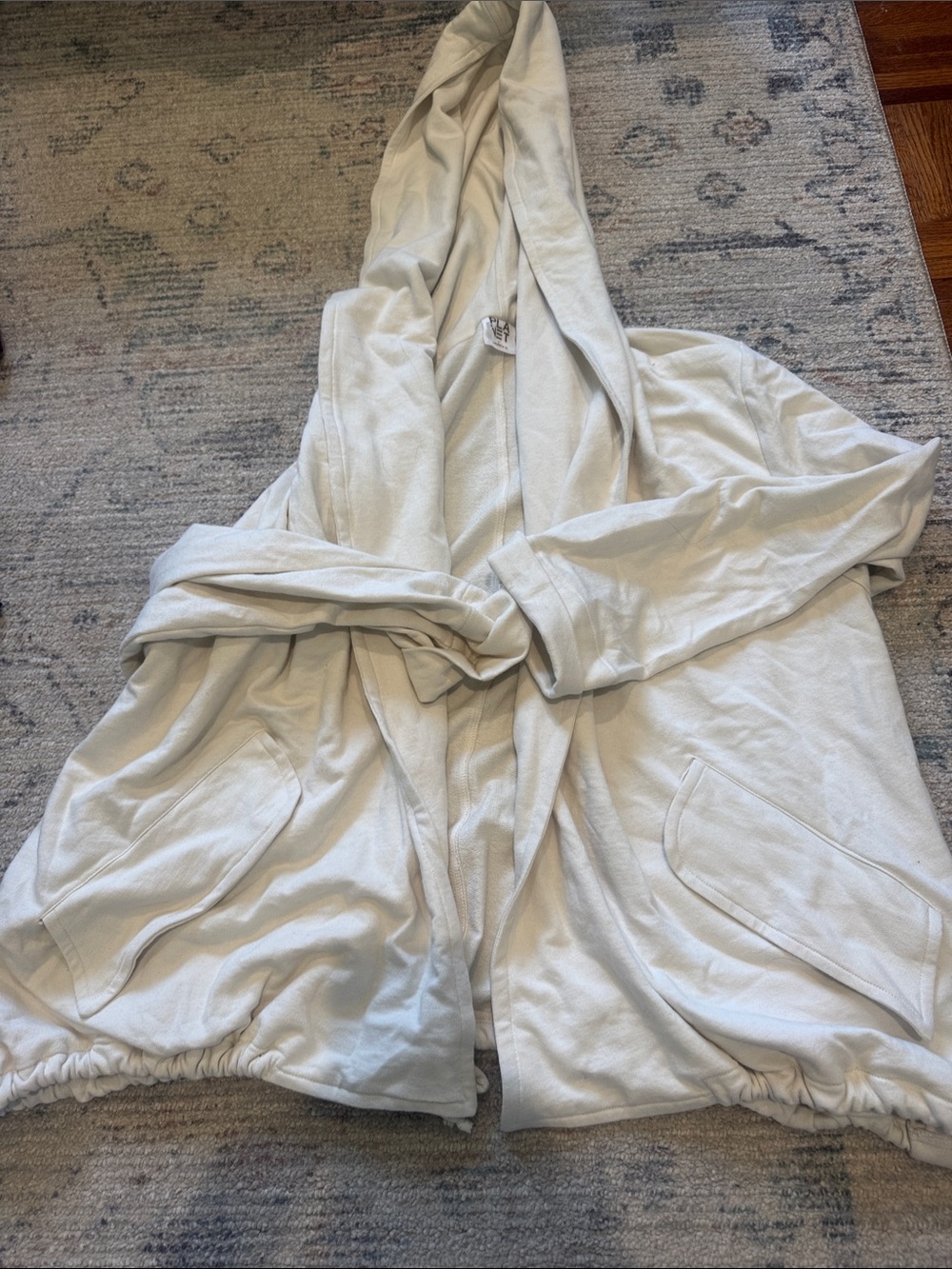 Planet Gold Light Cream Hooded Cardigan oversized with Pockets
